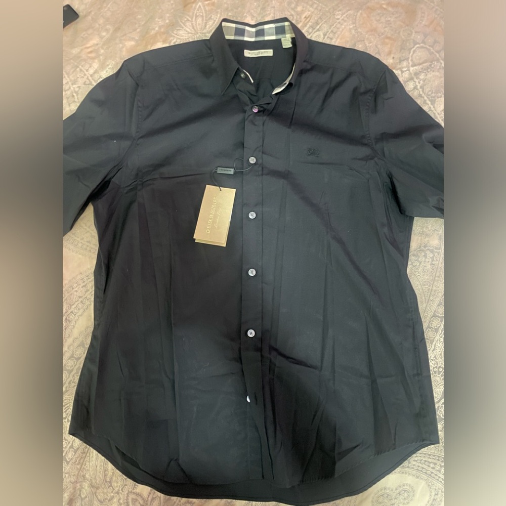 Burberry Men's Black Cotton Shirt Sz L